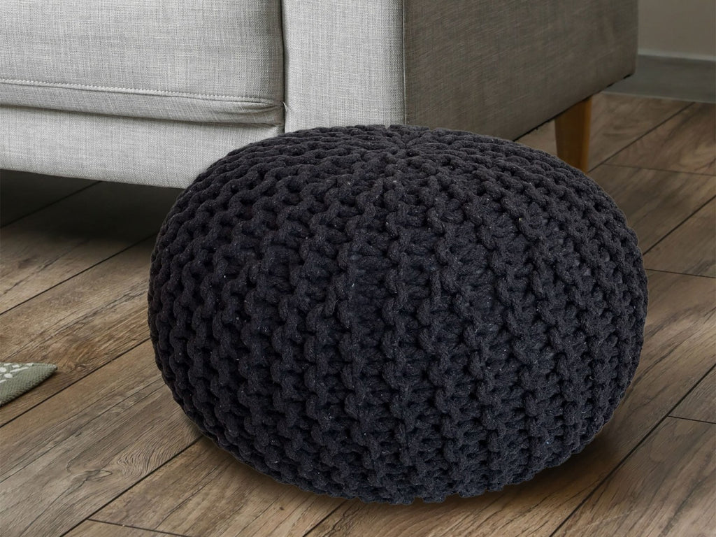 SVJ Poef Jula - 55x55x37 cm - Katoen - Zwart