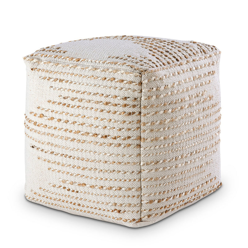 SVJ Poef Jula - 45x45x45 cm - Jute - Wit