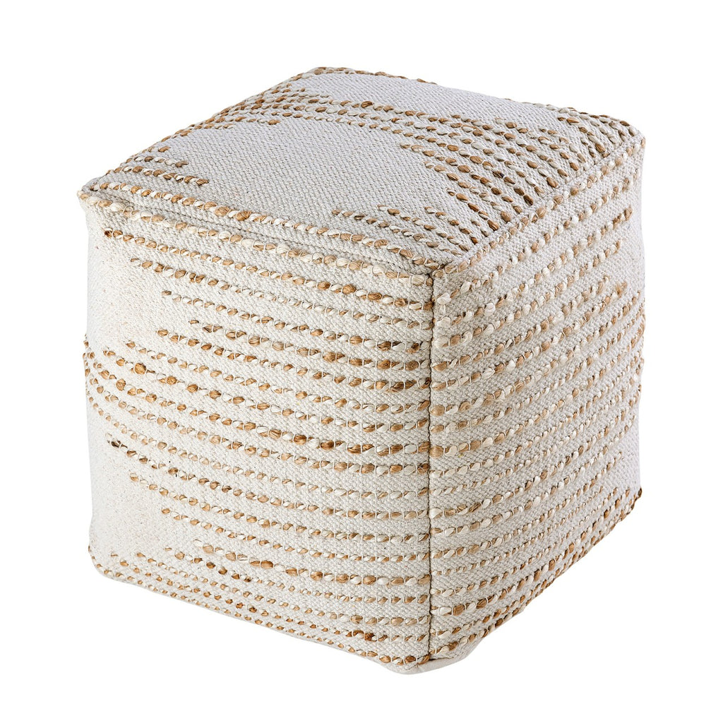SVJ Poef Jula - 45x45x45 cm - Jute - Wit