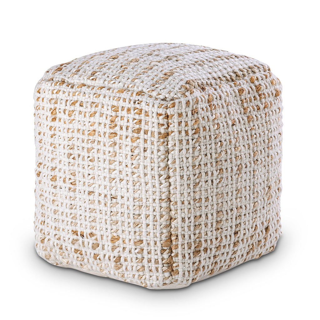 SVJ Poef Jula - 40x40x40 cm - Jute - Wit