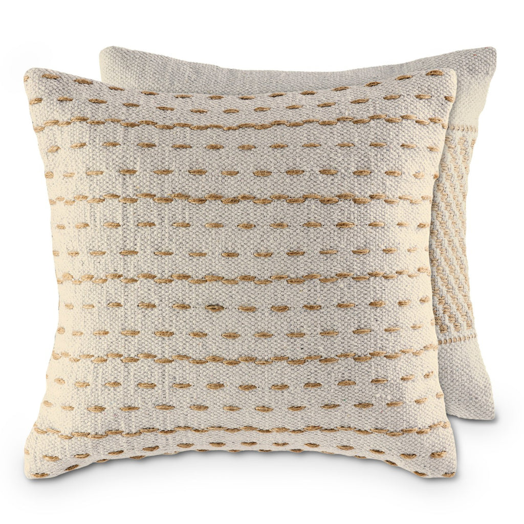 SVJ Sierkussen Siera - 40x40x7 cm - Katoen - Beige - Set van 2
