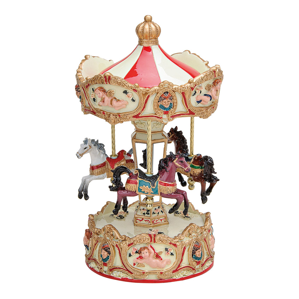 SVJ Kerstversiering Muziekdooscarrousel - 13x13x25 cm - Polyester - Multi