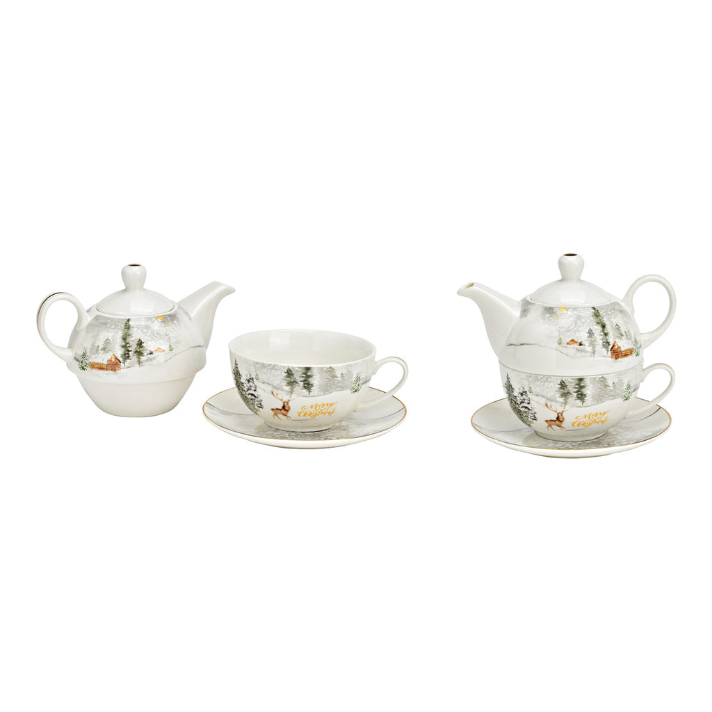 SVJ Schaal Theepottenset - 15x17x15 cm - Porselein - Wit