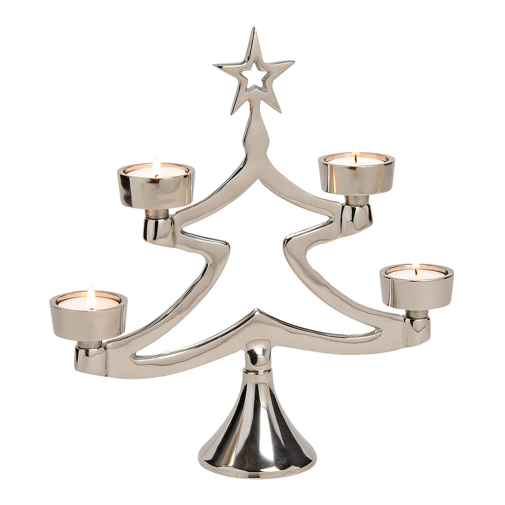 SVJ Kandelaar Adventskerstboomarrangement - 7x27x29 cm - Metaal - Zilver