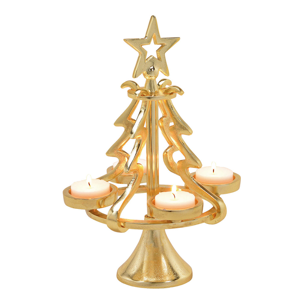 SVJ Kandelaar Adventskrans - 18x18x28 cm - Metaal - Goud