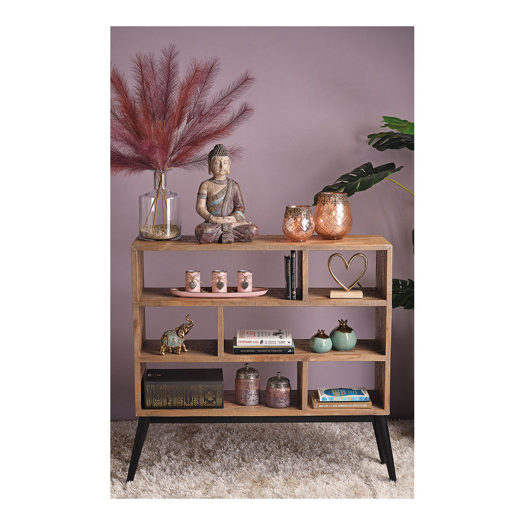 SVJ Kandelaar Theelichthouder - 14x39x12 cm - Hout - Roze