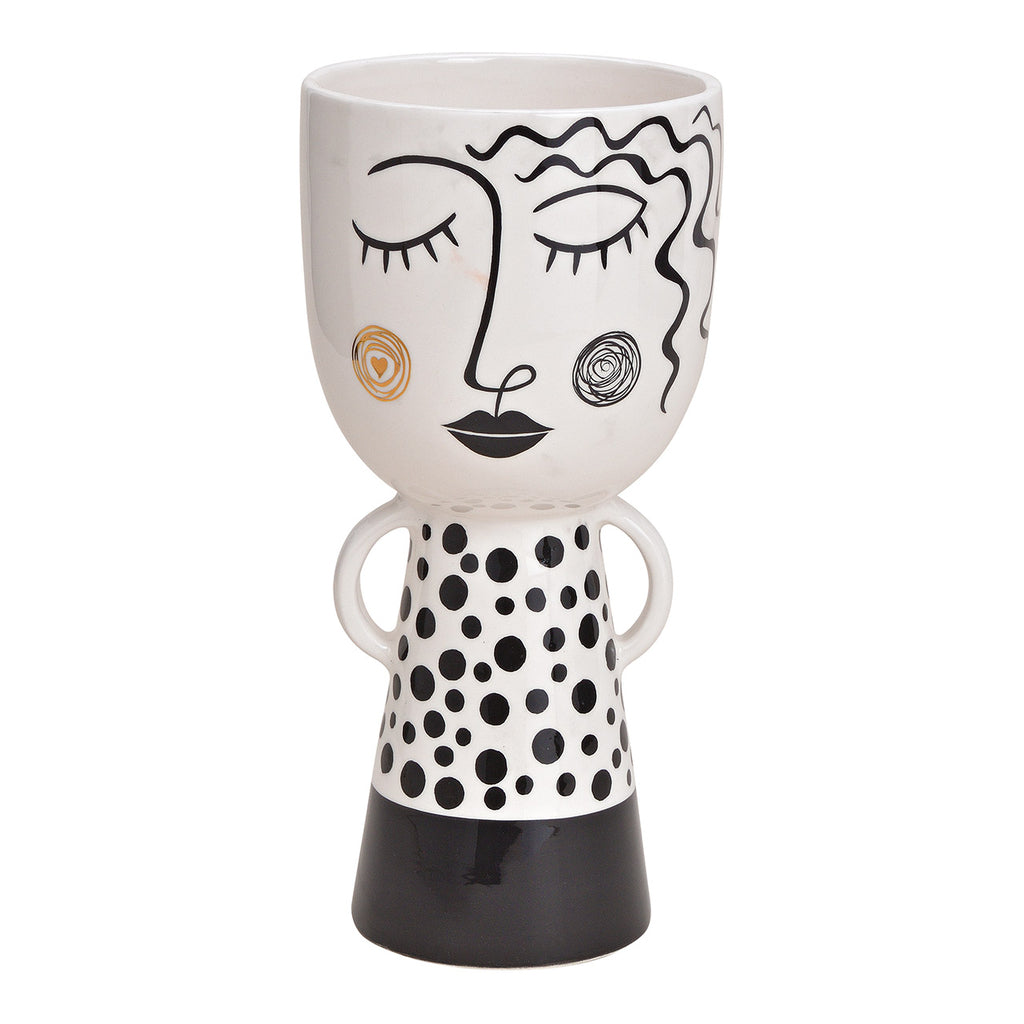 SVJ Vaas Vrouw - 14x14x29 cm - Keramiek - Zwart