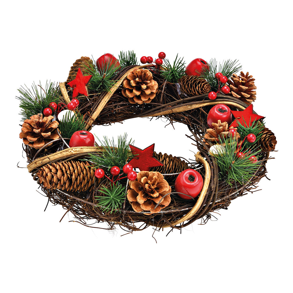 SVJ Kerstkrans Autumn - 9x34x34 cm - Hout - Groen