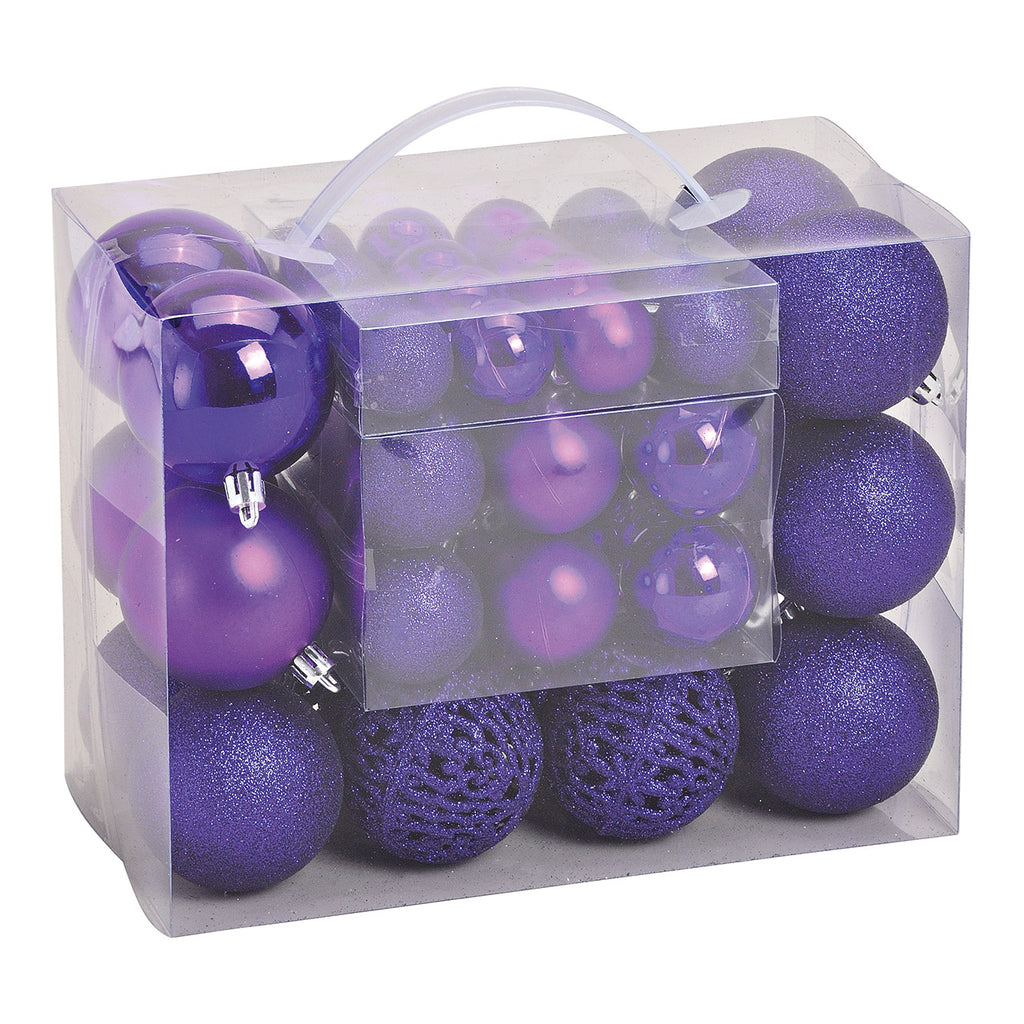 SVJ Kerstballen 3/4/6 cm - 12x23x18 cm - Kunststof - Lila - Set van 50