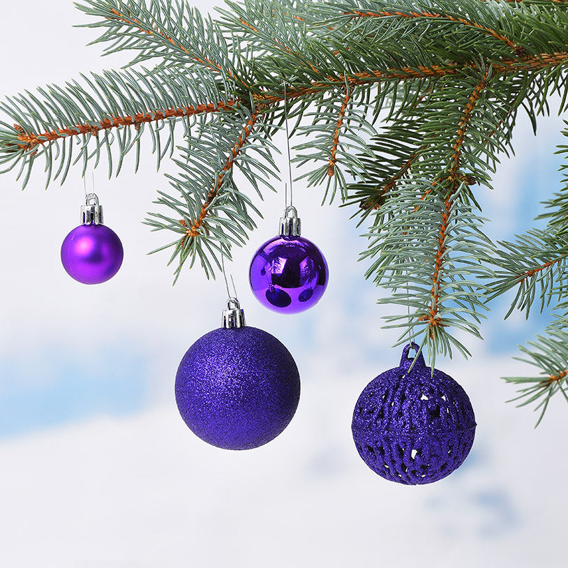 SVJ Kerstballen 3/4/6 cm - 12x23x18 cm - Kunststof - Lila - Set van 50