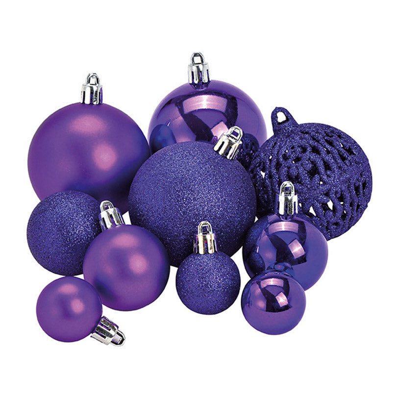 SVJ Kerstballen 3/4/6 cm - 12x23x18 cm - Kunststof - Lila - Set van 50