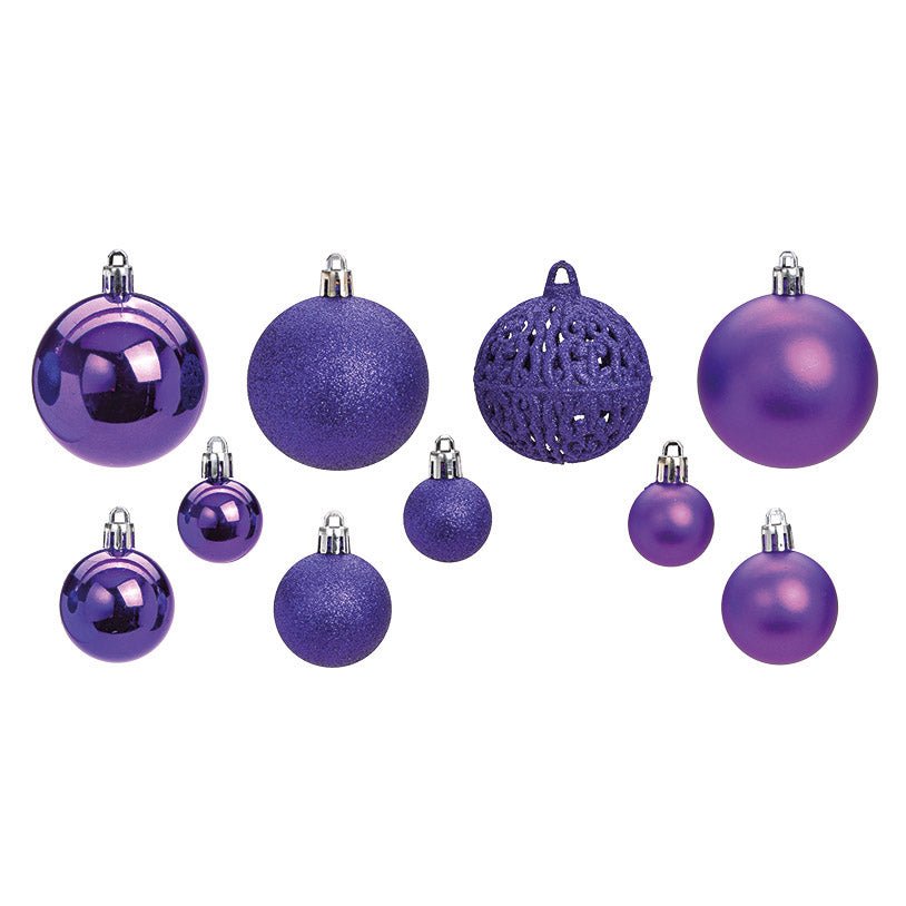 SVJ Kerstballen 3/4/6 cm - 12x23x18 cm - Kunststof - Lila - Set van 50