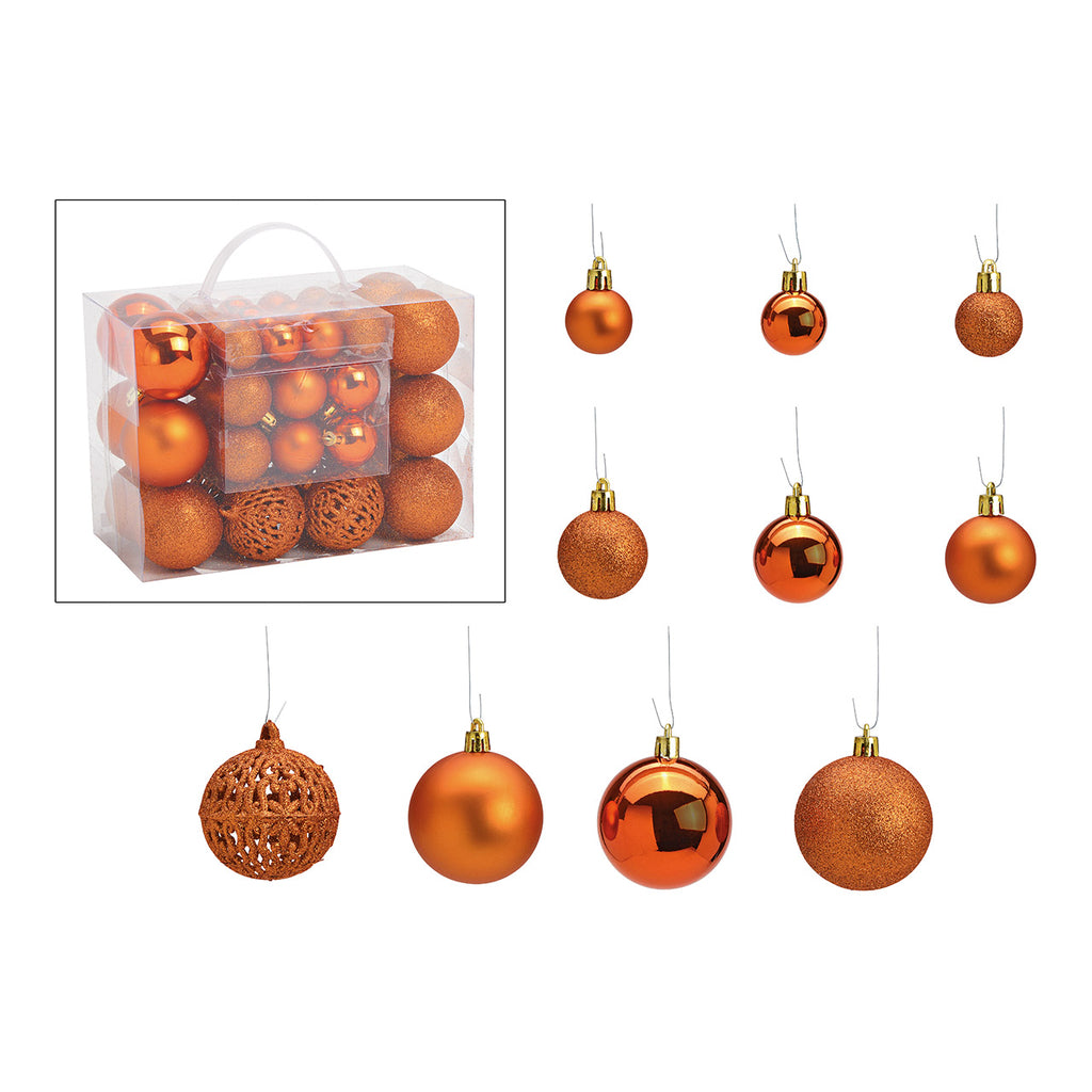 SVJ Kerstballen 3/4/6 cm - 12x18x23 cm - Kunststof - Koper - Set van 50