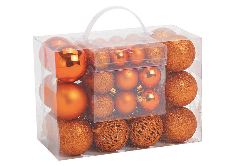 SVJ Kerstballen 3/4/6 cm - 12x18x23 cm - Kunststof - Koper - Set van 50