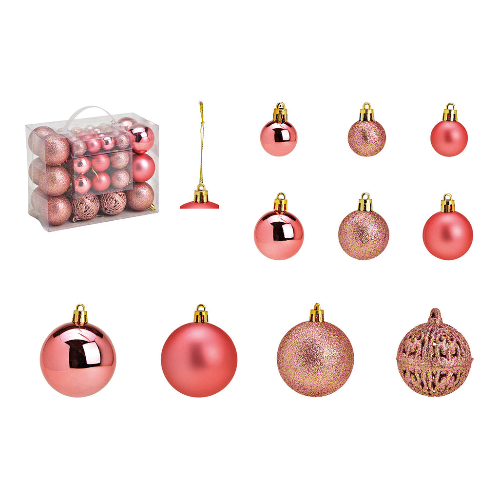 SVJ Kerstballen 3/4/6 cm - 12x18x23 cm - Kunststof - Roze - Set van 50