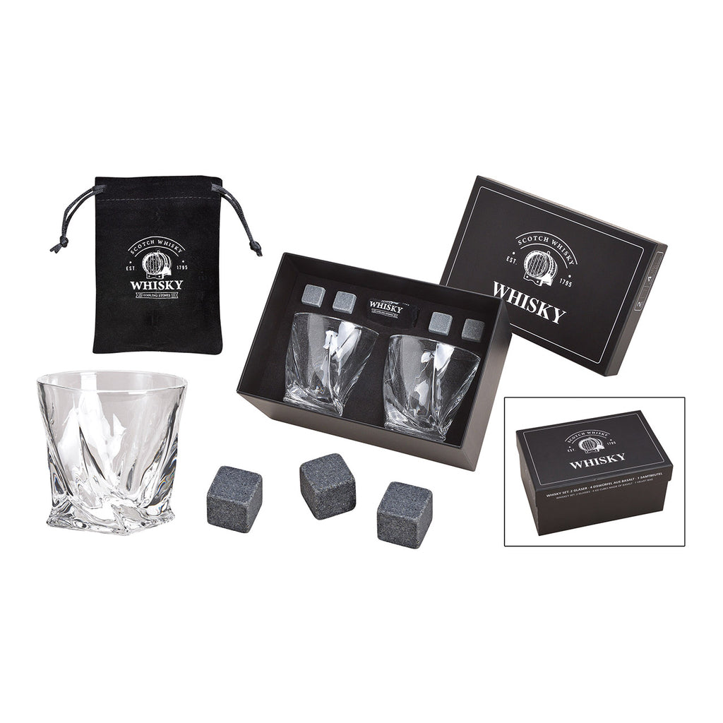 SVJ Whiskyset Ijsblokjes - 16x24x12 cm - Steen - Grijs