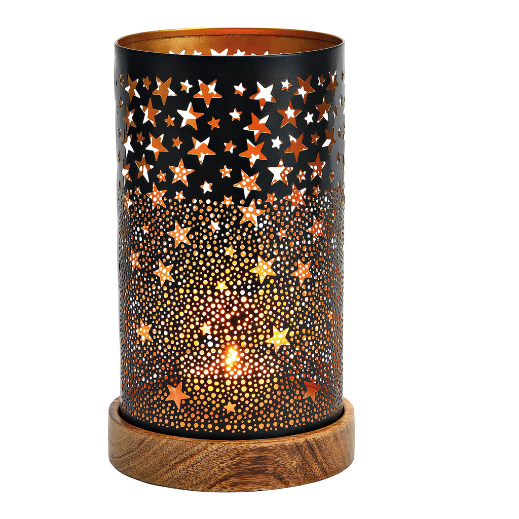 SVJ Kandelaar Lantaarn op voet - 13x13x22 cm - Metaal - Zwart