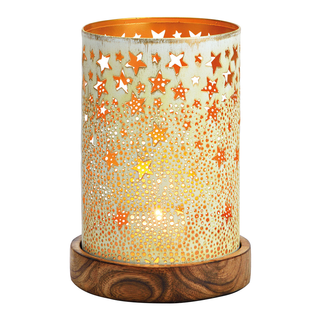 SVJ Kandelaar Lantaarn op voet - 10x10x18 cm - Metaal - Wit