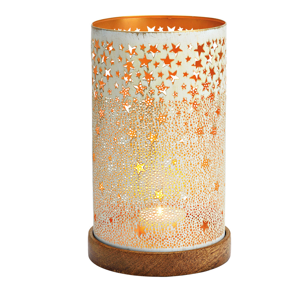 SVJ Kandelaar Lantaarn op voet - 16x16x28 cm - Metaal - Wit