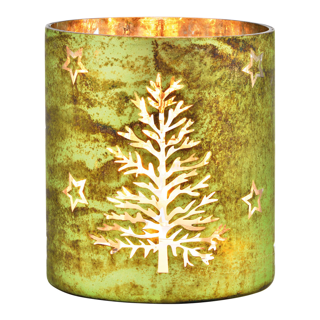 SVJ Kandelaar Lantaarnboom - 15x15x17 cm - Glas - Groen