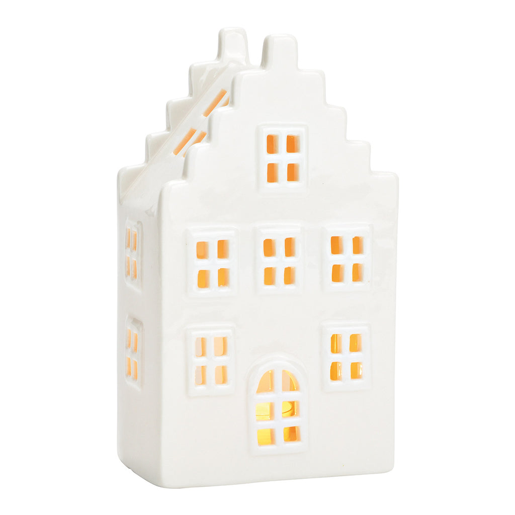 SVJ Kandelaar Lantaarnhuis - 7x10x19 cm - Keramiek - Wit