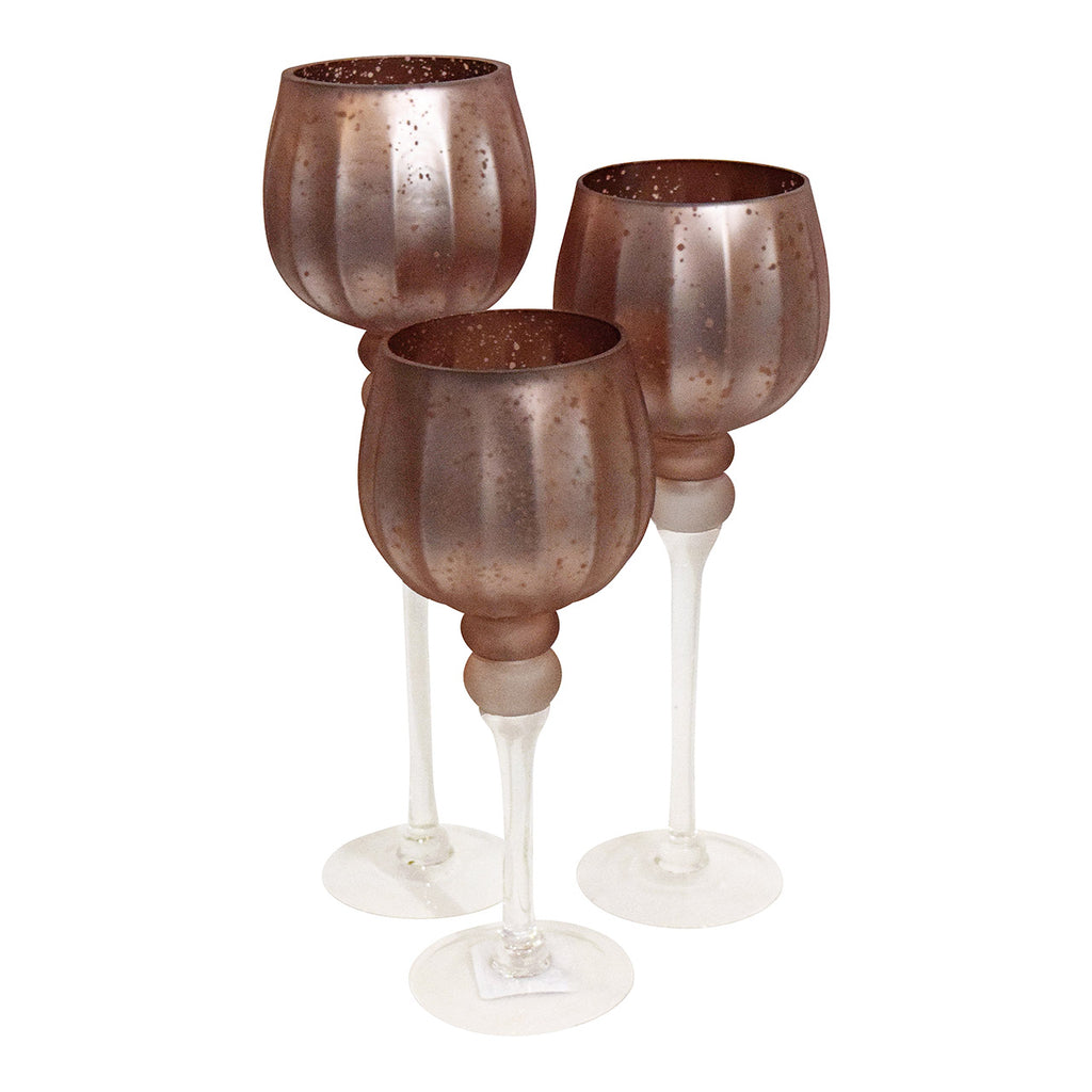 SVJ Kandelaar Kelk - 45x32x15 cm - Glas - Roze - Set van 3