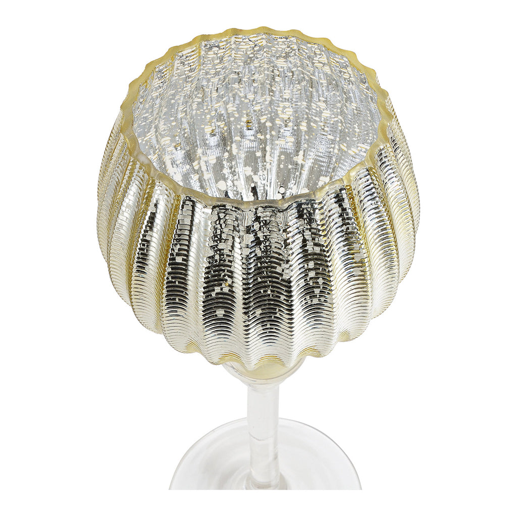 SVJ Kandelaar Gecanneleerde beker - 45x32x15 cm - Glas - Goud - Set van 3