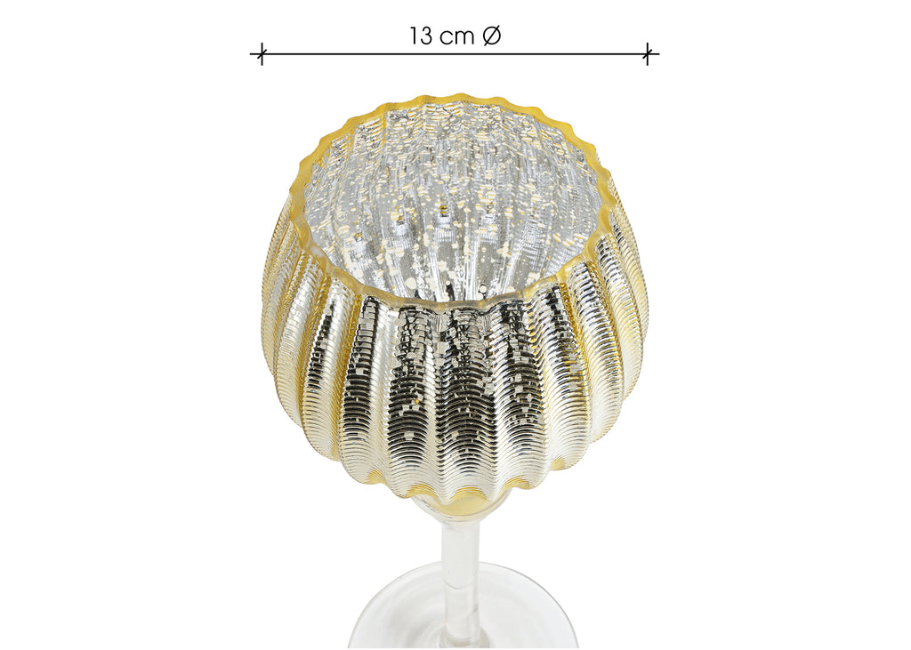 SVJ Kandelaar Gecanneleerde beker - 45x32x15 cm - Glas - Goud - Set van 3