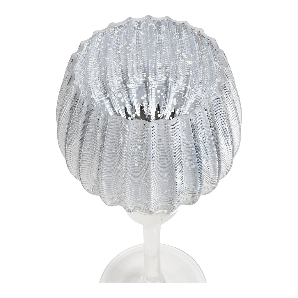 SVJ Kandelaar Gecanneleerde beker - 45x32x15 cm - Glas - Zilver - Set van 3