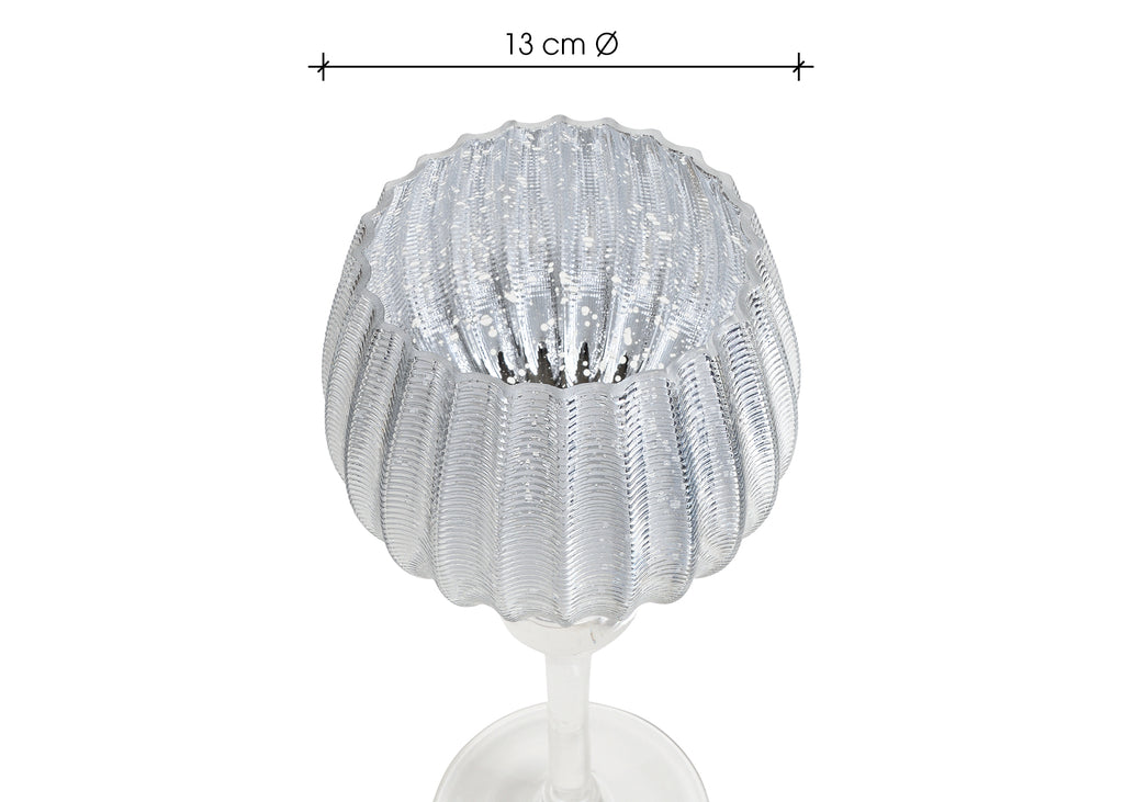 SVJ Kandelaar Gecanneleerde beker - 45x32x15 cm - Glas - Zilver - Set van 3