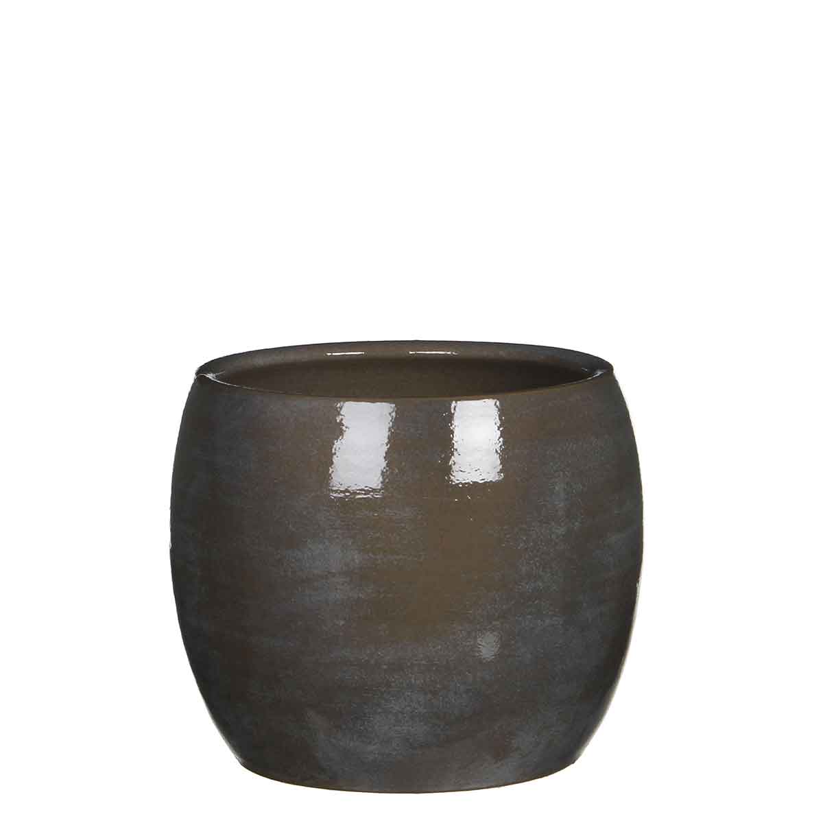Mica Decorations lester ronde bloempot donkergrijs maat in cm: 18 x 20