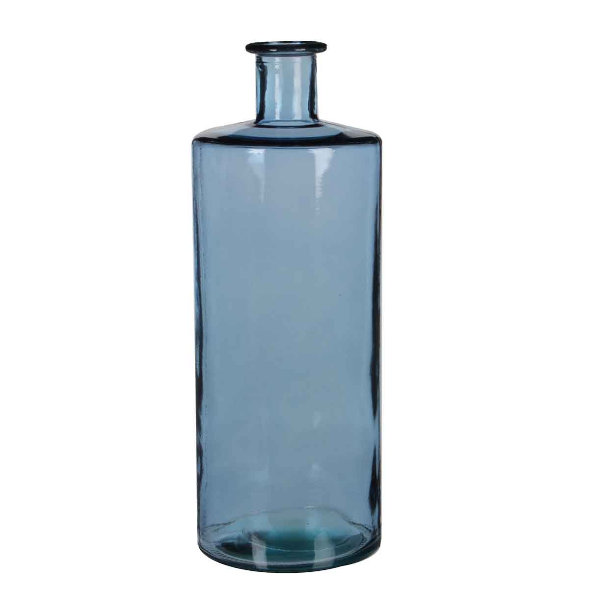 Mica Decorations Guan Fles Vaas - H40 x Ø15 cm - Glas - Blauw