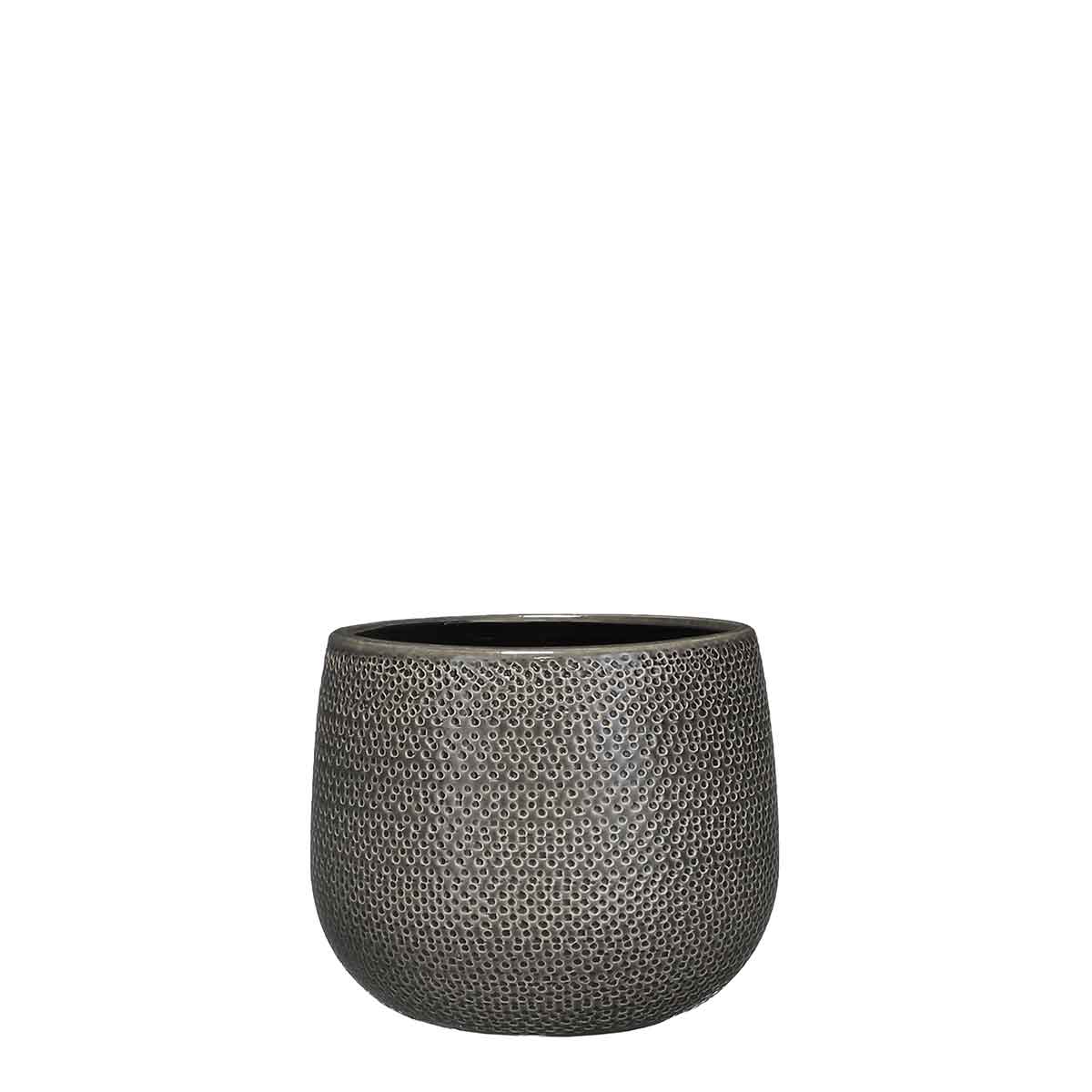 Mica Decorations gabriel ronde bloempot grijs maat in cm: 16 x 18