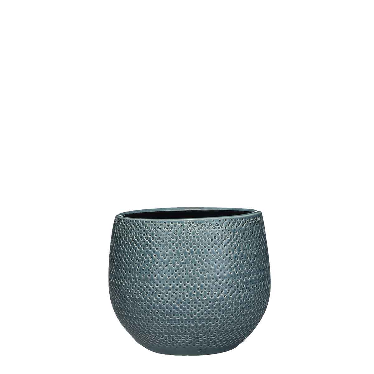 Mica Decorations gabriel ronde bloempot blauw maat in cm: 16 x 18