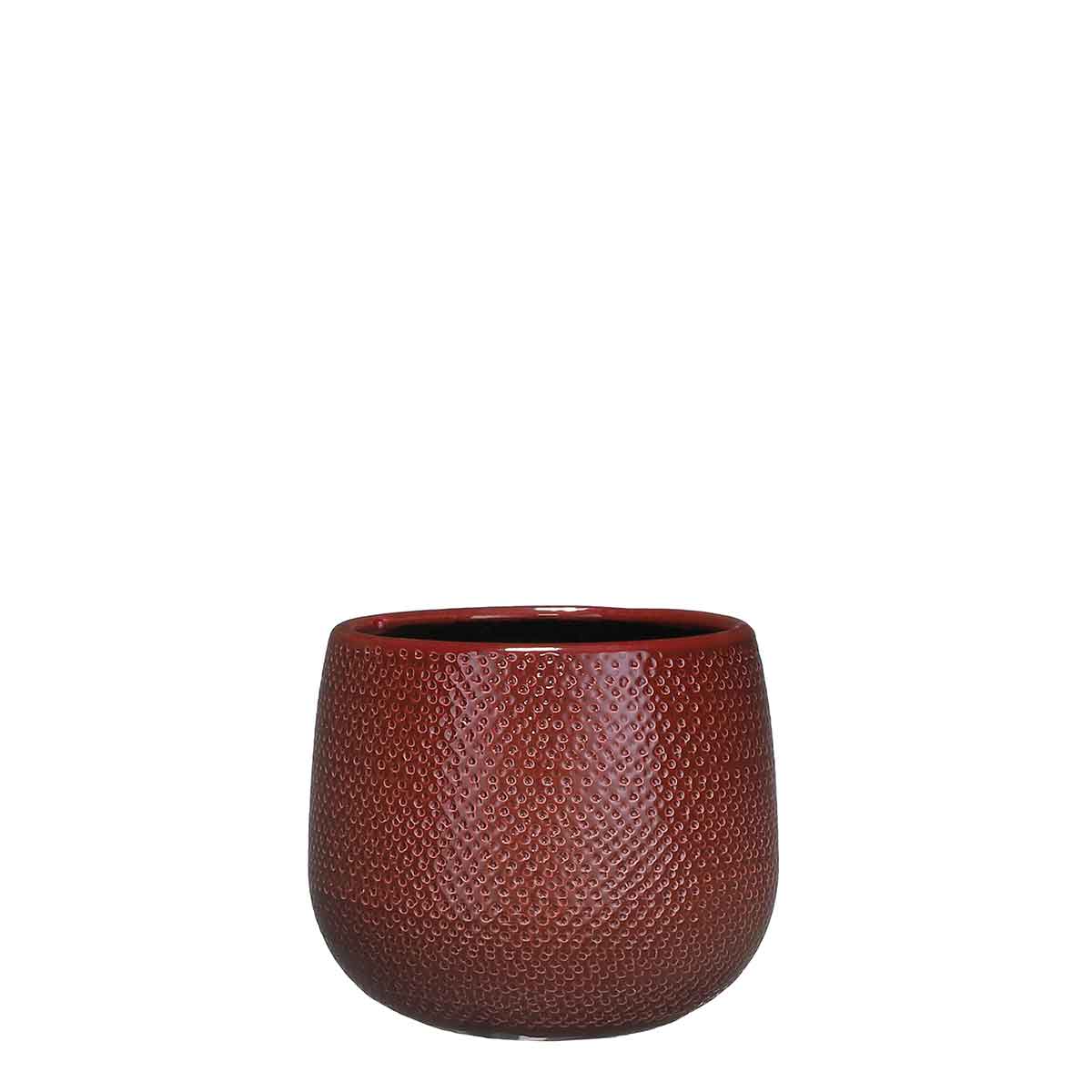 Mica Decorations gabriel ronde bloempot bordeaux maat in cm: 16 x 18