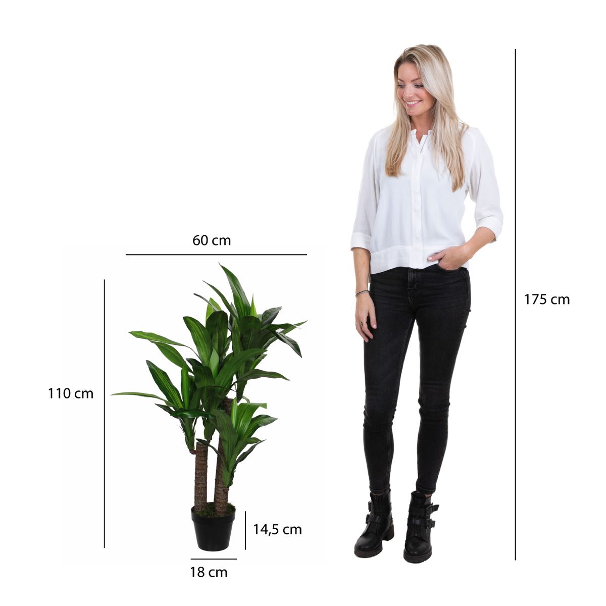 Mica Decorations Dracaena Kunstplant - H95 x Ø60 cm - Groen
