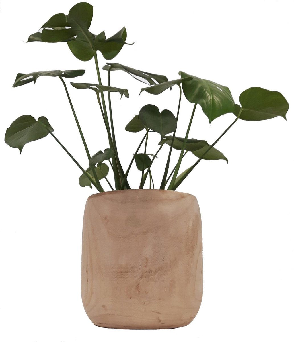 Mica Decorations Pia Bloempot - H31 x Ø31 cm - Hout - Bruin