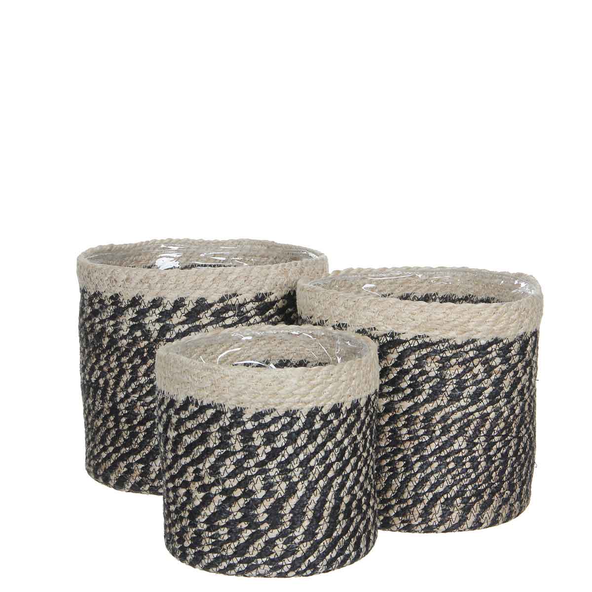 Mica Decorations Bonaparte Manden - H20 x Ø20 cm - Set van 3 - Jute