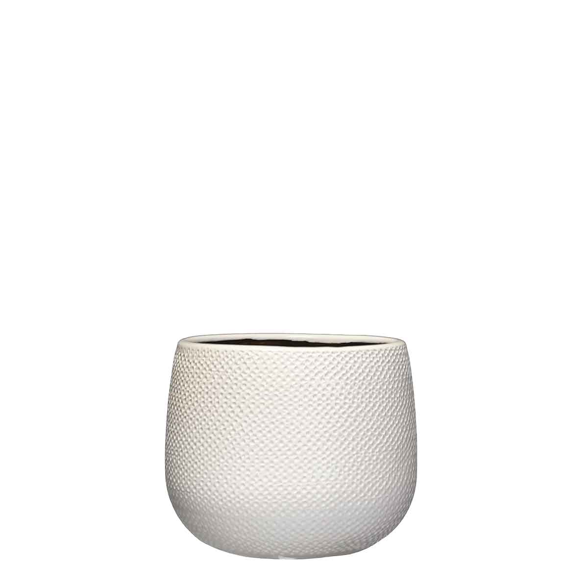 Mica Decorations gabriel ronde bloempot wit maat in cm: 16 x 18