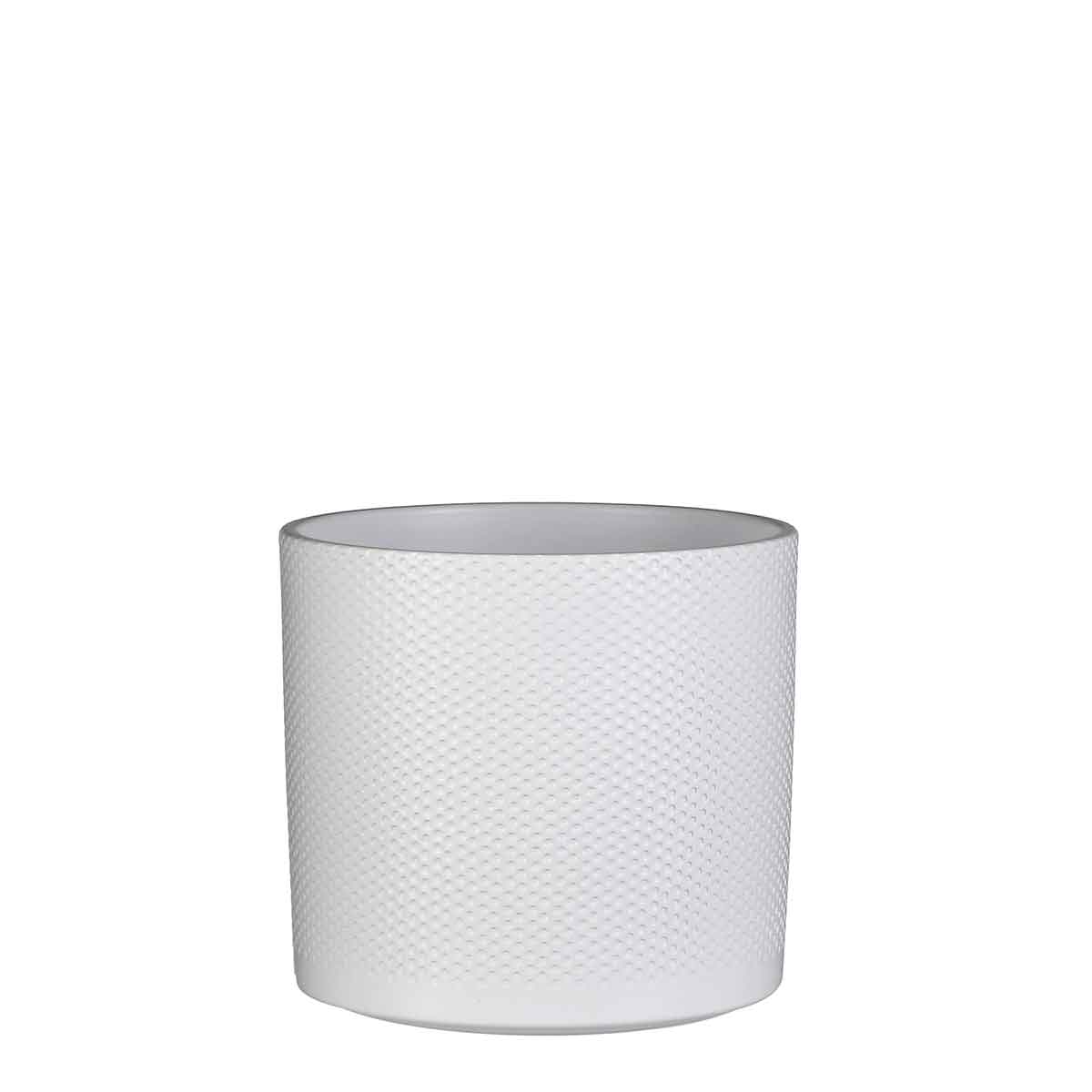 Mica Decorations era ronde bloempot wit relief maat in cm: 21 x 23