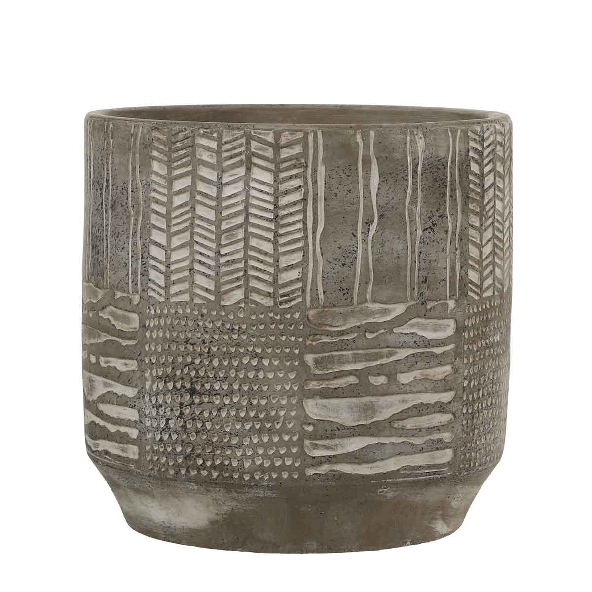 Mica Decorations lynn ronde bloempot lichtgrijs maat in cm: 20 x 21