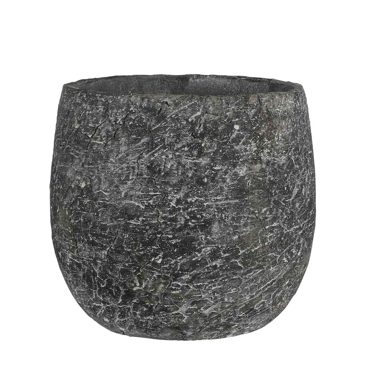 Mica Decorations thomas ronde bloempot antraciet maat in cm: 19 x 21