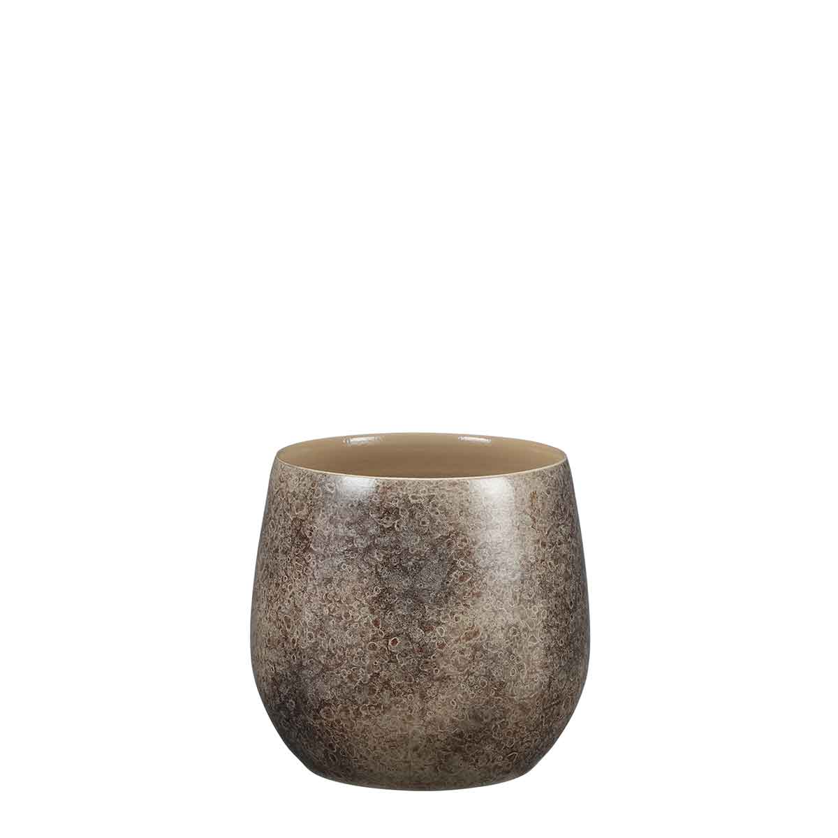 Mica Decorations oliver ronde bloempot bruin maat in cm: 22 x 24