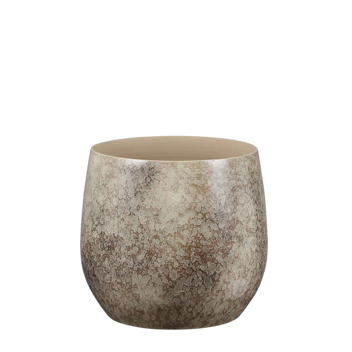 Mica Decorations oliver ronde bloempot bruin maat in cm: 26 x 29