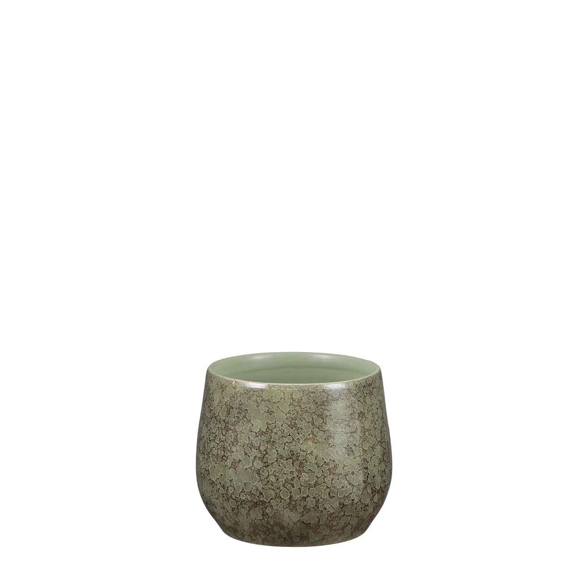 Mica Decorations oliver ronde bloempot groen maat in cm: 17 x 19