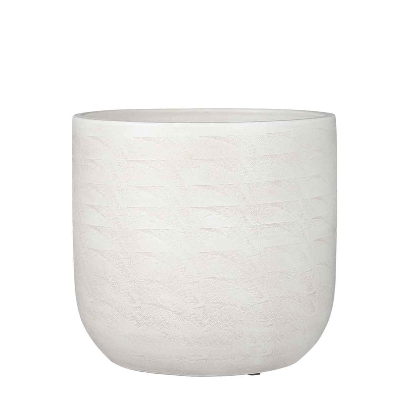 Mica Decorations Nora Bloempot - 24x25 cm - Terra - Wit - 2 Stuks