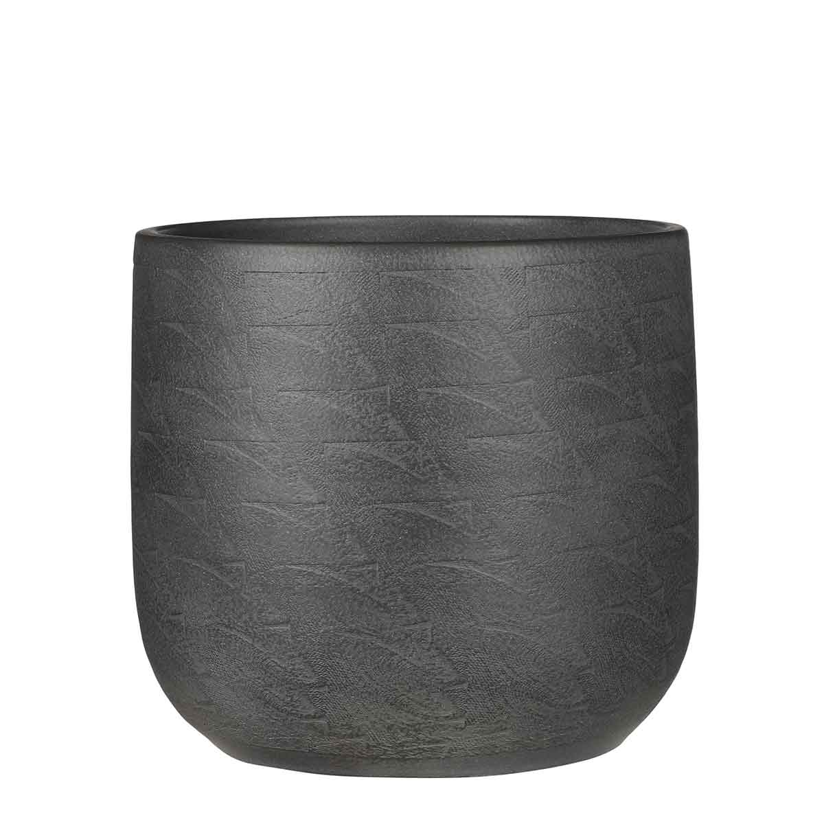 Mica Decorations Nora Bloempot Rond - H24xØ25 cm - Terra - Donkergrijs
