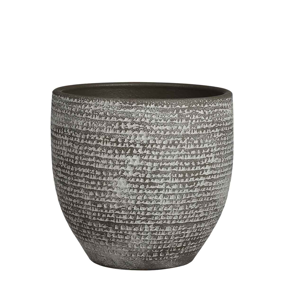 Mica Decorations carrie ronde bloempot donkergrijs maat in cm: 22 x 24