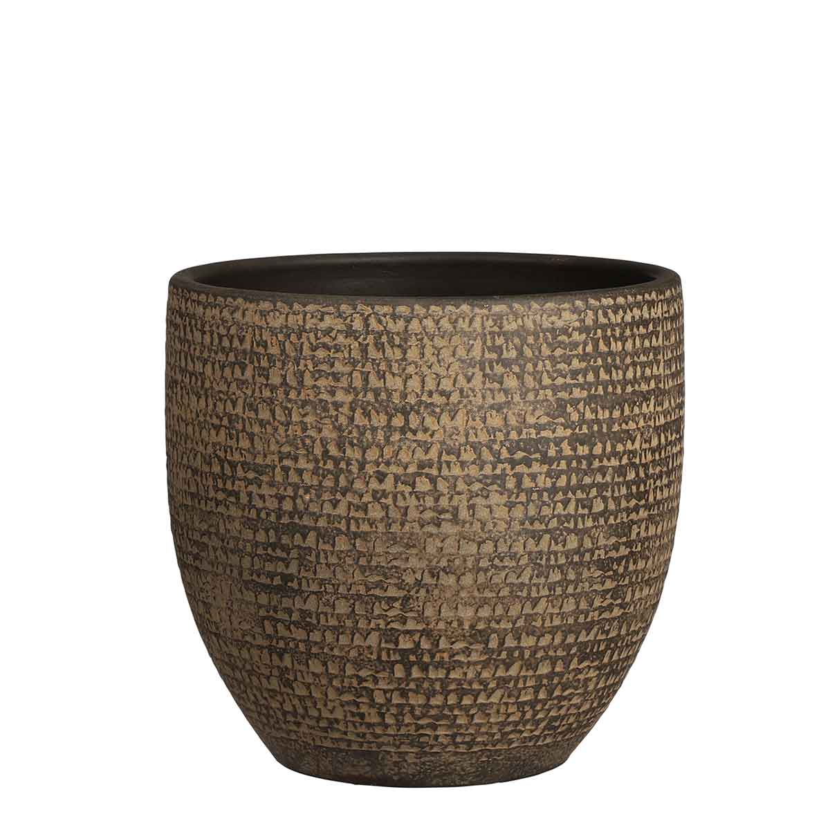 Mica Decorations carrie ronde bloempot bruin maat in cm: 22 x 24