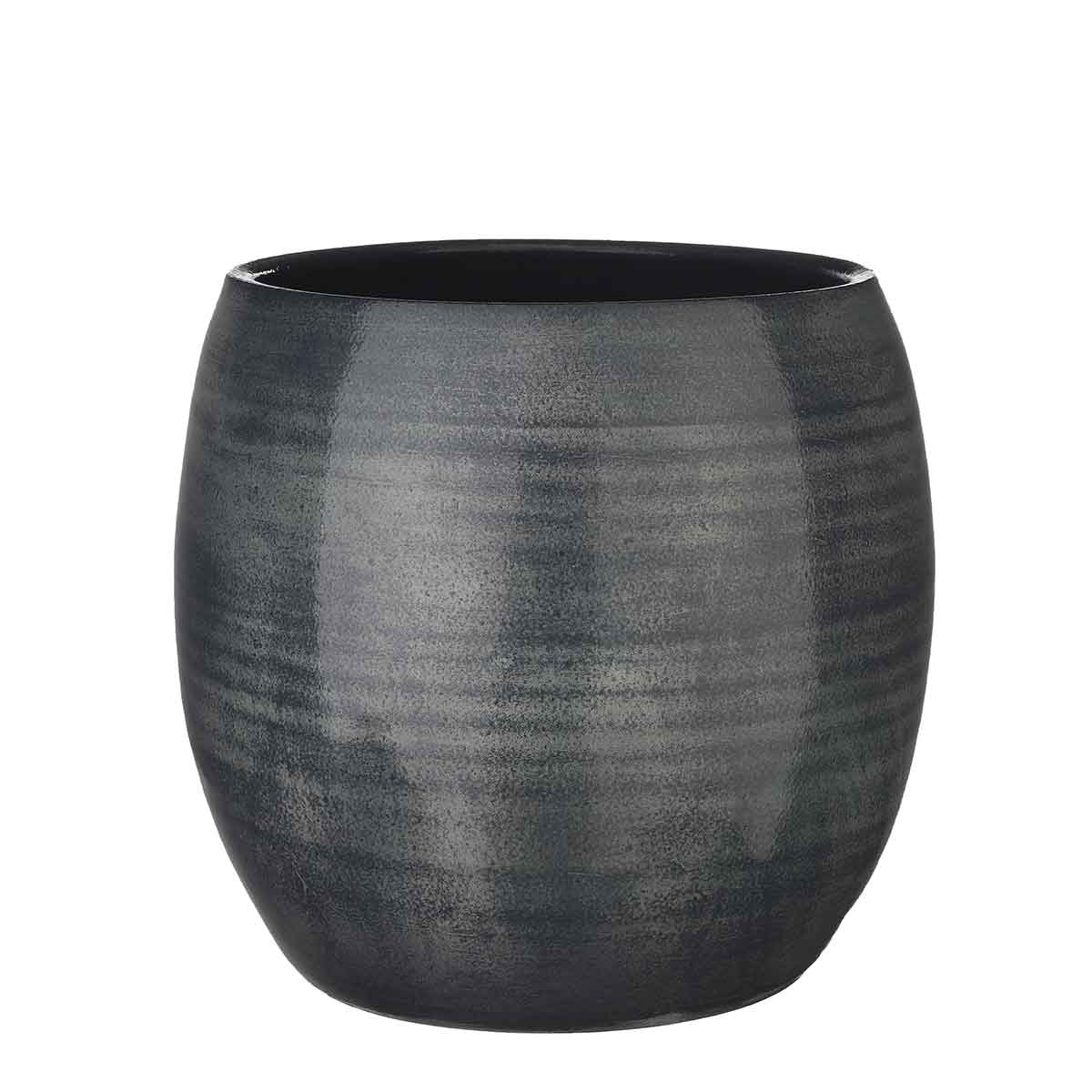 Mica Decorations lester ronde bloempot donkerblauw maat in cm: 26 x 28